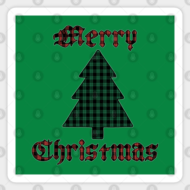 Merry Christmas Tree Plaid (Small Design) Sticker by Aeriskate